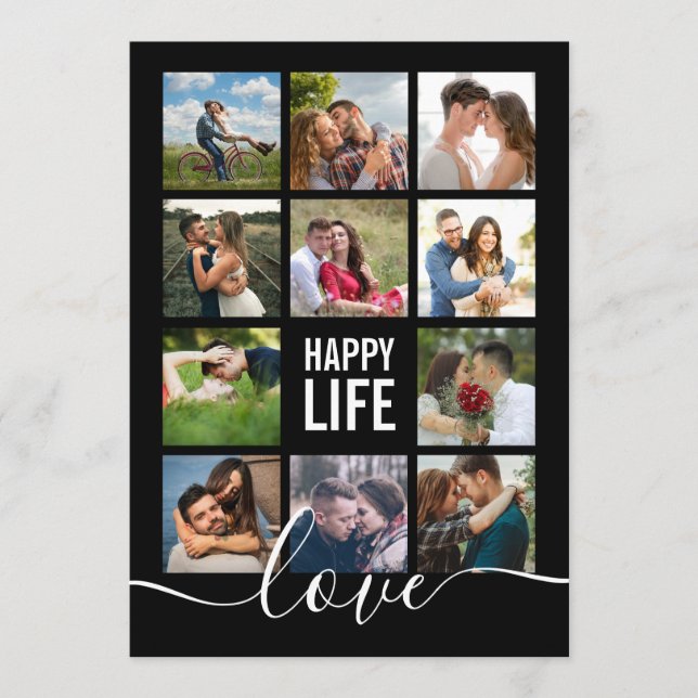 Bröllopsprogrammet Photo Collage Black Program (Framsida)