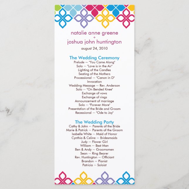 Bröllopsprogrammet Photo Keepsak i Västindien Program (Framsida)