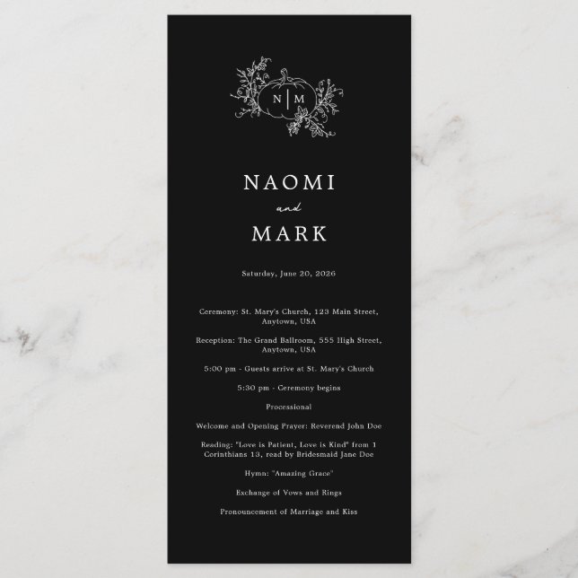 Bröllopsprogrammet Pumpkin Vines Program (Framsida)