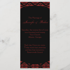 Bröllopsprogrammet Red and Black Damask Gothic Program