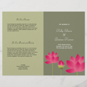 Bröllopsprogrammet Red rosa lotus blommor modern g