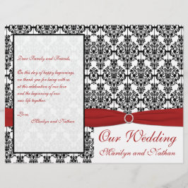 Bröllopsprogrammet Red, White och Black Damask