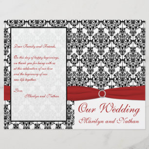 Bröllopsprogrammet Red, White och Black Damask