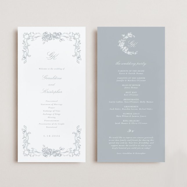 Bröllopsprogrammet ReEmergency Monogram Program (Regency Monogram Wedding Program)