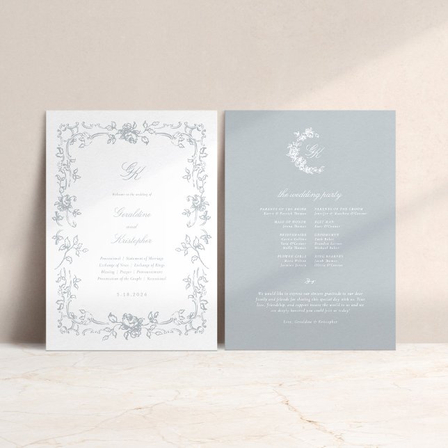 Bröllopsprogrammet ReEmergency Monogram Program (Regency Monogram Wedding Program)