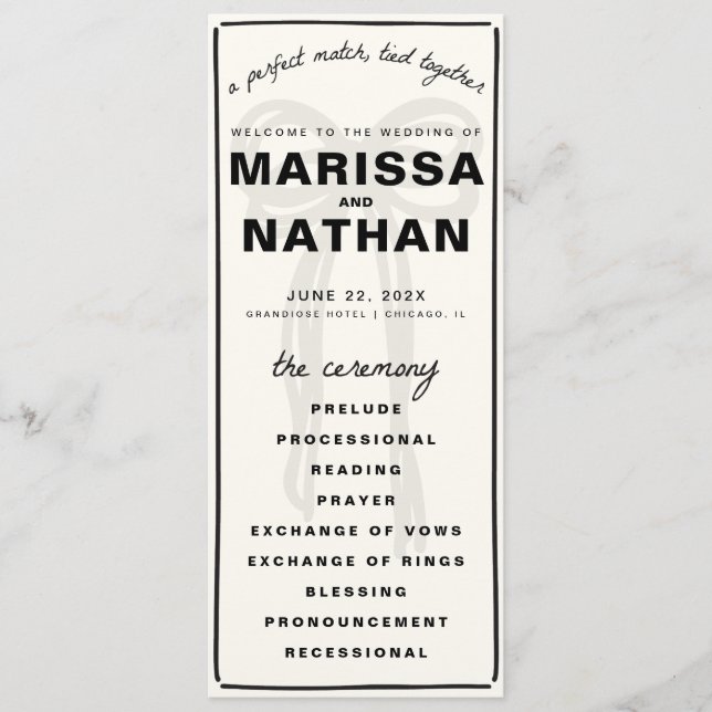 Bröllopsprogrammet Ritat tillsammans, fält Program (Framsida)