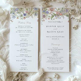 Bröllopsprogrammet Romantic Wildblomma Pastel Färg Inbjudningar