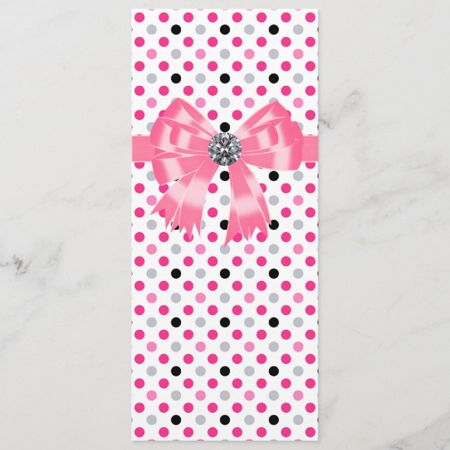 Bröllopsprogrammet rosa Black Polka Dot  Template Program (Framsida)