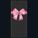 Bröllopsprogrammet rosa Black Polka Dot  Template Program<br><div class="desc">Elegantens rosa båge med rosa av diamantmittpunkt svart polka punkt bröllop, programmall för party & händelse. Den här chic rosa svartpolka prickmallen fungerar underbart för en rosa svart polka punkt födelsedagsfest inbjudan, rosa svartpolka prickinbjudan, rosa svartpolka prickduschinbjudan, rosa svart polka-punktinbjudan och andra speciella tillfällen. Lägg till dina detaljer i fram...</div>
