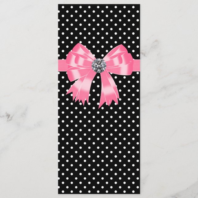 Bröllopsprogrammet rosa Black Polka Dot  Template Program (Framsida)
