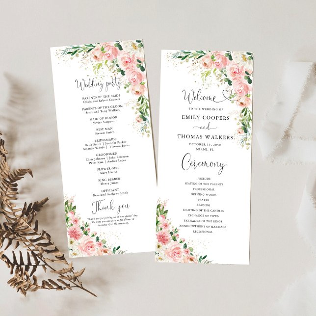 Bröllopsprogrammet  Rosa ros Program (Skapare uppladdad)