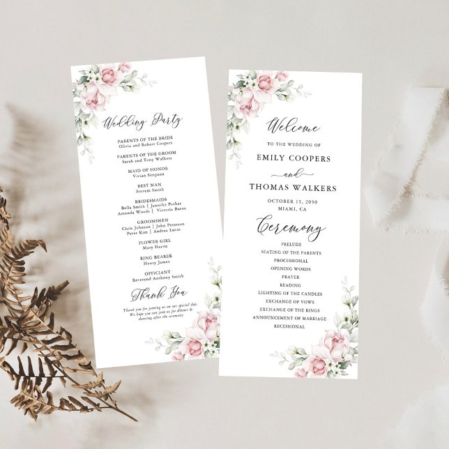 Bröllopsprogrammet  Rosa ros Program (Skapare uppladdad)