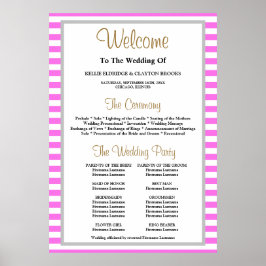 Bröllopsprogrammet rosa/vitt Rand Poster