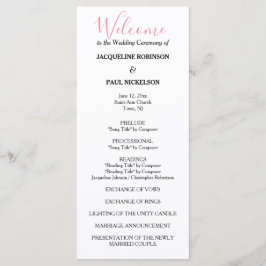 Bröllopsprogrammet rosa White Black Program