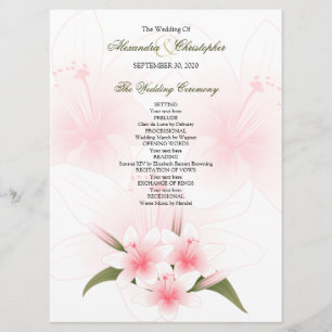Bröllopsprogrammet rosa & White Lilies Program