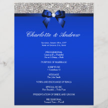 Bröllopsprogrammet royal Blue Bow Silver Sequins