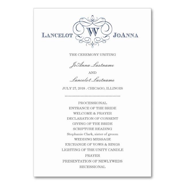 Bröllopsprogrammet rulla Ram Bordsnummer (Framsidan)