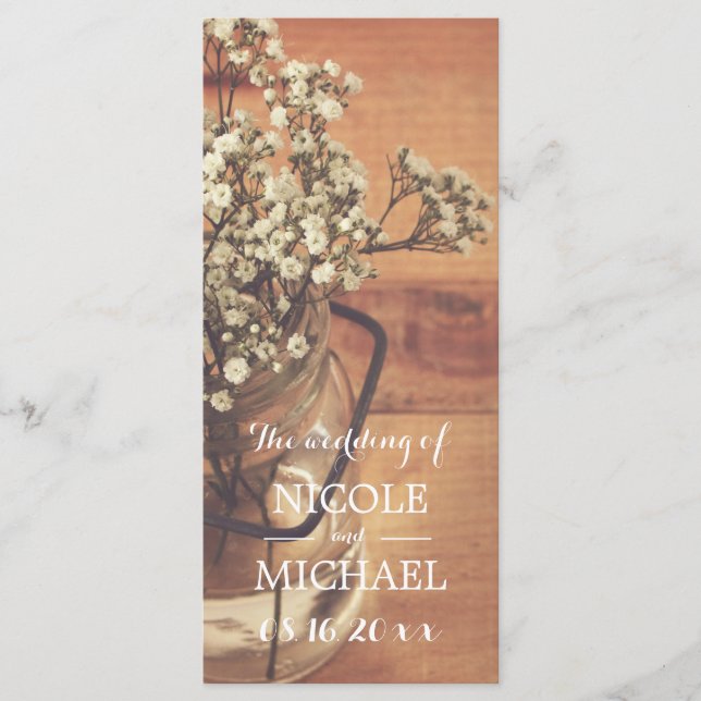 Bröllopsprogrammet Rustic Baby's Band Mason Burk Program (Framsida)