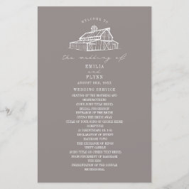 Bröllopsprogrammet Rustic Barn Ametyst Grått Farm