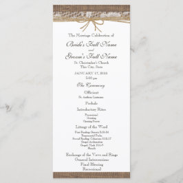 Bröllopsprogrammet Rustic Burlap och Twine Program