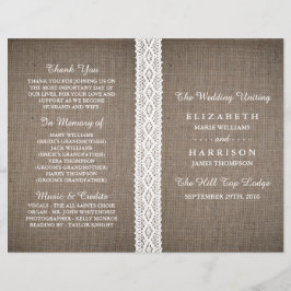 Bröllopsprogrammet Rustic Burlap & Vintage White S