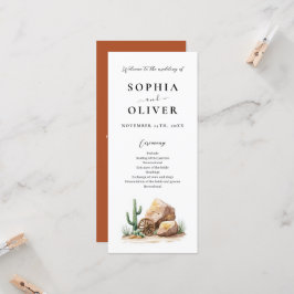 Bröllopsprogrammet Rustic Desert Cactus Watercolor