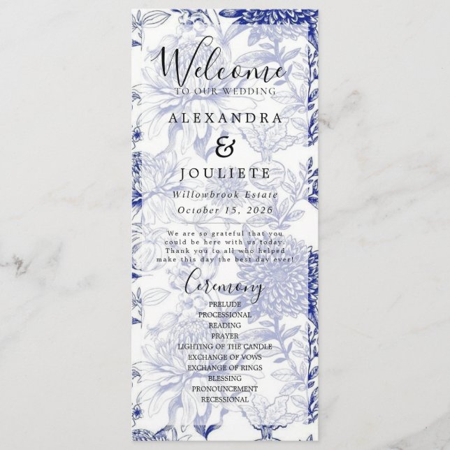 Bröllopsprogrammet Rustic Earth Blommigts Program (Framsida)