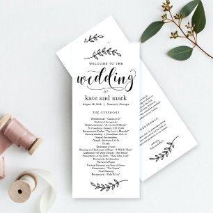 Bröllopsprogrammet Rustic Elegance EDITABLE FÄRG Program