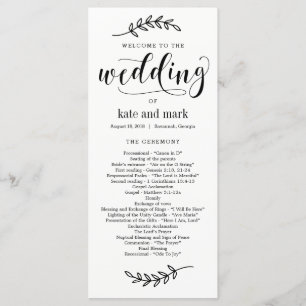 Bröllopsprogrammet Rustic Elegance EDITABLE FÄRG Program