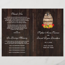 Bröllopsprogrammet Rustic Fall Foliage Vin Barrel Reklamblad
