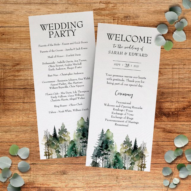 Bröllopsprogrammet Rustic Forest (Rustic Forest Wedding Programs)