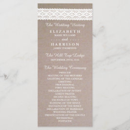 Bröllopsprogrammet Rustic Kraft & Vintage White Sn Program