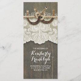 Bröllopsprogrammet Rustic Land Horseshoes LaceWood Program