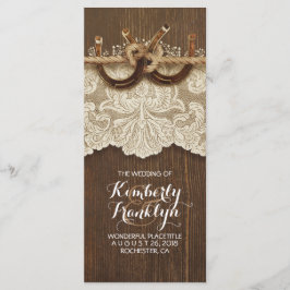 Bröllopsprogrammet Rustic Land Horseshoes LaceWood Program