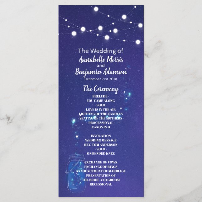 Bröllopsprogrammet Rustic land ljus mason burk Program (Framsida)