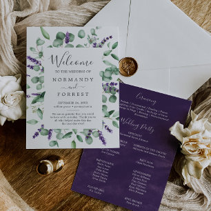 Bröllopsprogrammet Rustic Lavender och Eucalyptus Program