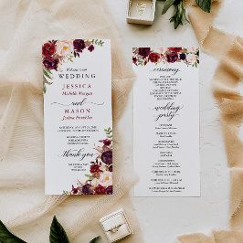 Bröllopsprogrammet Rustic Marsala Burgundy Program