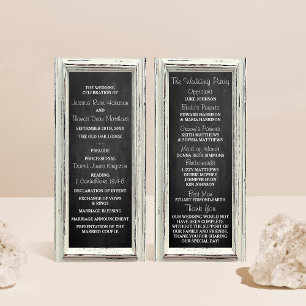 Bröllopsprogrammet Rustic White Ram & Chalkboard Reklamkort