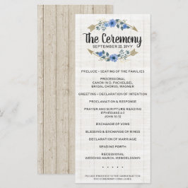 Bröllopsprogrammet Rustic Wood Boho Arrows & Blomm Program