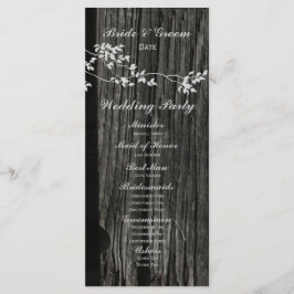 Bröllopsprogrammet Rustic Wood Vintage Birds Program