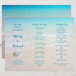 Bröllopsprogrammet Sand Dollars Beach Scene Tri-Fo