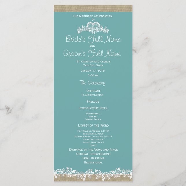 Bröllopsprogrammet Sea Garland Aqua Program (Framsida)