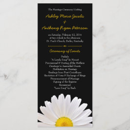 Bröllopsprogrammet Shasta Daisy Flower Gult Black Program