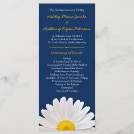 Bröllopsprogrammet Shasta Daisy Flower Gult Navy Program