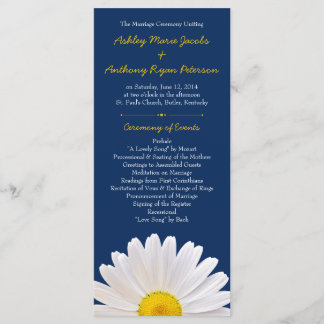 Bröllopsprogrammet Shasta Daisy Flower Gult Navy Program