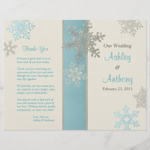 Bröllopsprogrammet Silver Blue Ivory Snowflake Win