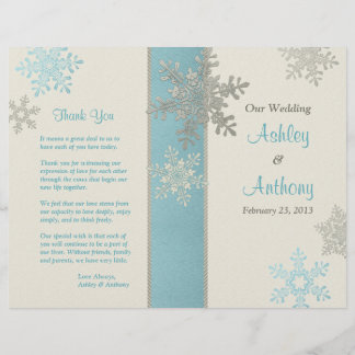 Bröllopsprogrammet Silver Blue Ivory Snowflake Win