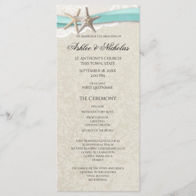 Bröllopsprogrammet Starfisk och Snöre Program (Framsida)