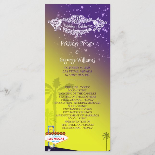 Bröllopsprogrammet Starry Evening Las Vegas Program (Framsida)