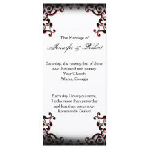 Bröllopsprogrammet Svart och röd gotin-Rulla